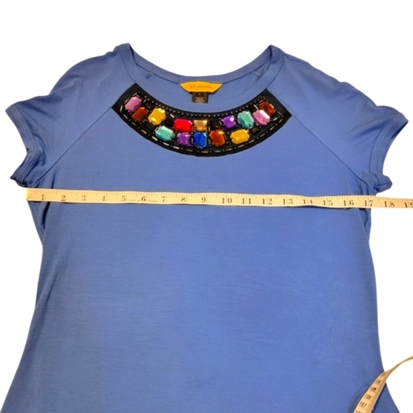 St. JOHN Yellow Label Jewel Gem Bedazzle Embellished Short Sleeve Viscose Small - Picture 6 of 7